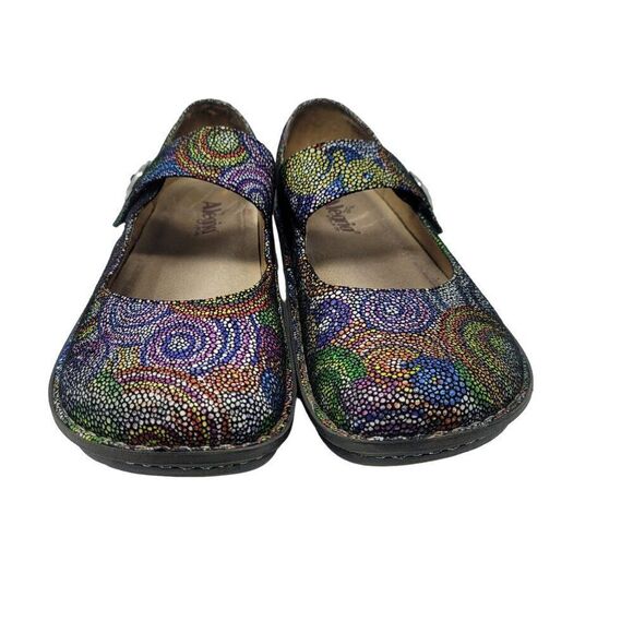 Alegria Whimsical Leather Mary Jane Shoes 42 Colorful Swirl Fairycore Kidcore - Picture 12 of 13
